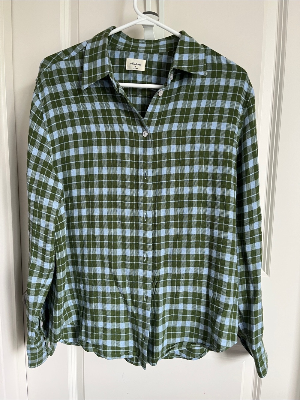 Wilfred Green and Light Blue Plaid Button-Down Shirt